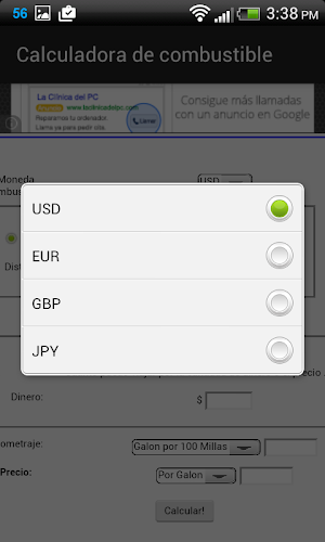 Calculadora de combustible Screenshot 2