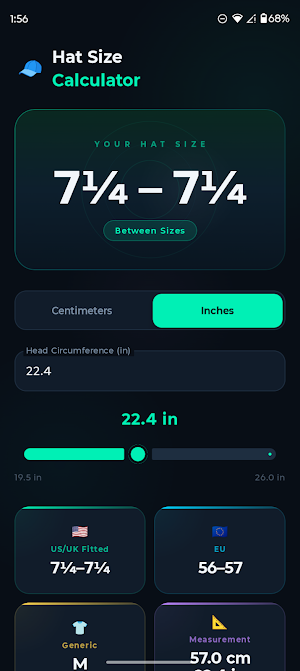 Hat Size Calculator Screenshot 1