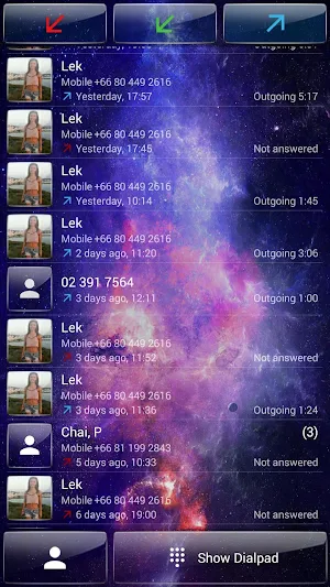 Dialer theme Galaxy Glass Screenshot 2