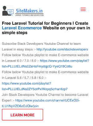 SiteMakers - Laravel Tutorials Screenshot 3