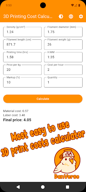 3D Print Costs Calculator Screenshot 0