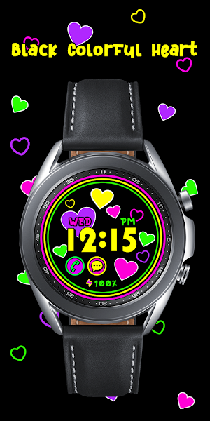 Black Colorful Heart_Watchface Screenshot 0