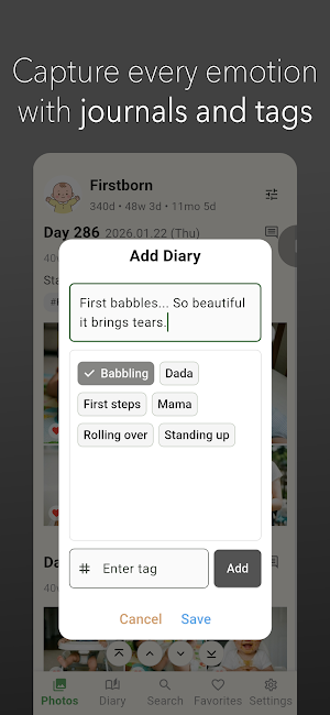 Baby Days: Daily Photo & Diary Screenshot 1
