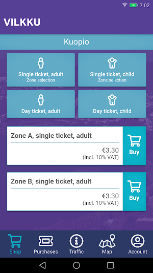 Vilkku mobile ticket Screenshot 2