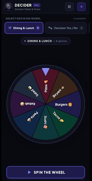 Decider: Spin Decision Wheel Screenshot 1