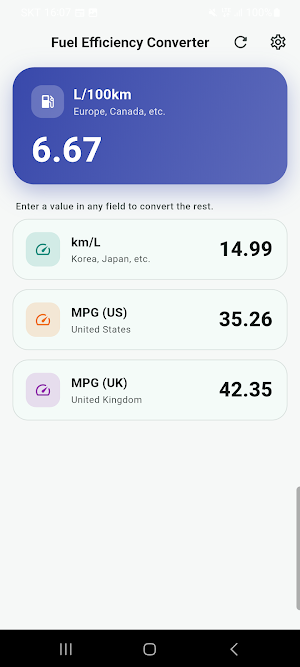 Fuel Efficiency Converter Screenshot 2