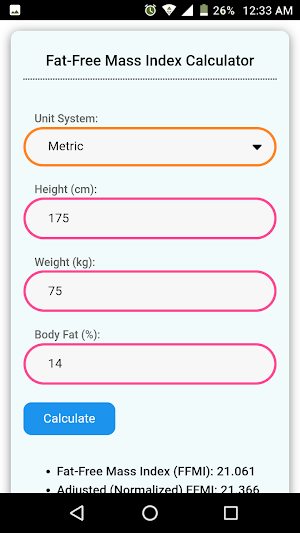 Fat Free Mass Index Calculator Screenshot 0