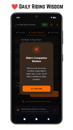 Motorcycle Pre-Ride Checklist Screenshot 2