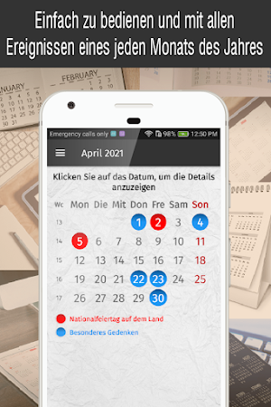 Kalender mit feiertagen deutsch 2021 kostenlos Screenshot 1