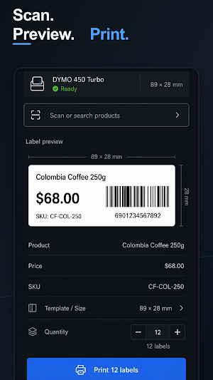 Scan Print Labels for DYMO 450 Screenshot 1