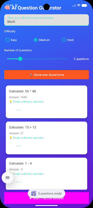 AI Question Maker Practice App Screenshot 2