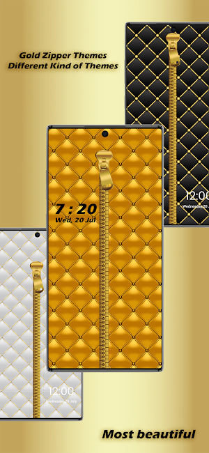Gold Zipper Lock Screen Screenshot 3