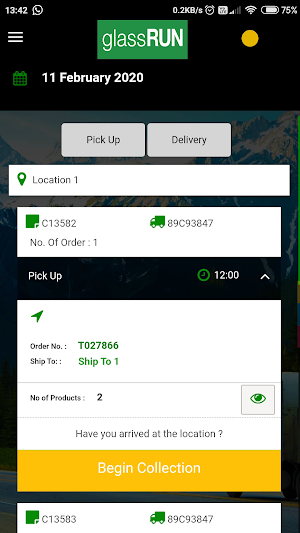 glassRUN Delivery Management Screenshot 2