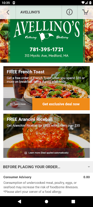 Avellino's Medford Screenshot 2