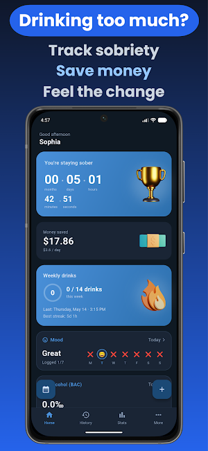 SoberMe - Alcohol Free Tracker Screenshot 0