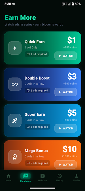 RewardHub: Watch And Earn Screenshot 1