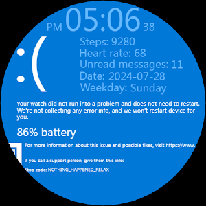 Windows BSOD Theme Watch Face Screenshot 3