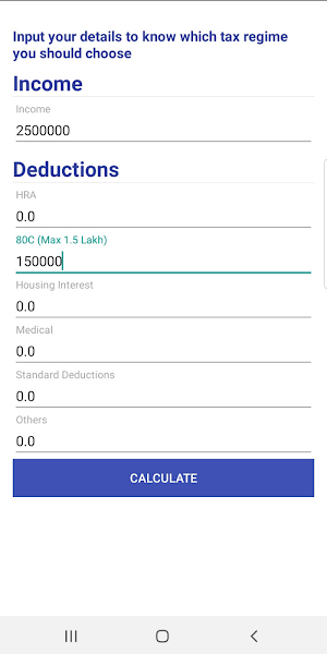 Income Tax Calculator - India  Screenshot 1