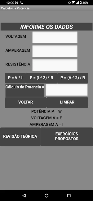 FÍSICA - LEI DE OHM E POTÊNCIA Screenshot 1