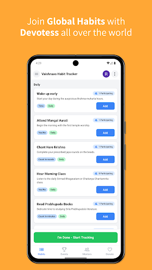 Vaishnava Habit Tracker Screenshot 1