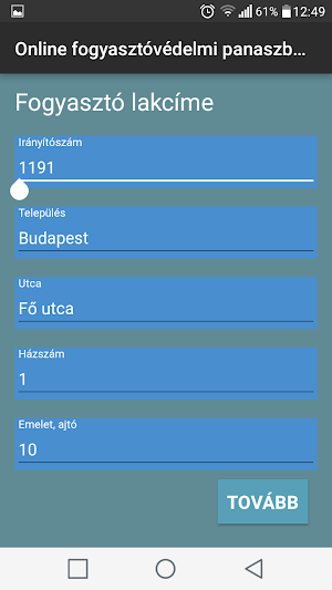 Fogyasztóvédelmi panaszbeküldő Screenshot 2