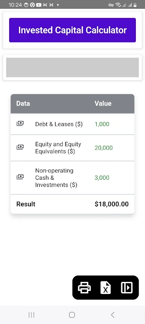 Invested Capital Calculator Screenshot 1