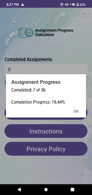 Assignment Progress Calculator Screenshot 3