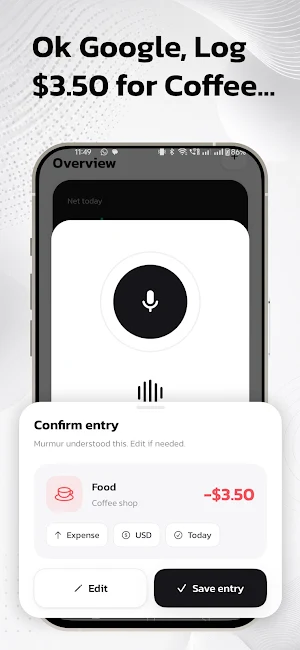 Private Expense Tracker Murmur Screenshot 1