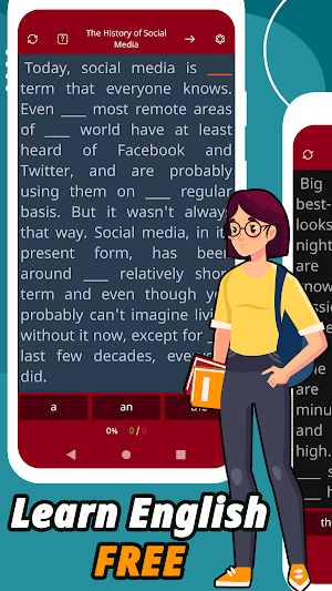 Articles in English:Learn & read language FREE Screenshot 1