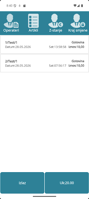 Fiskalna kasa Filip inf. Screenshot 2