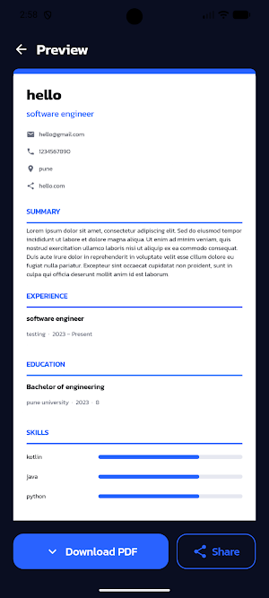 Simple Resume Maker Screenshot 3