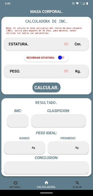 Masa Corporal. Screenshot 1