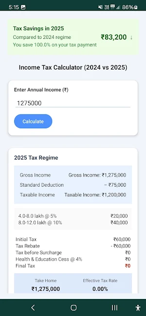 Income Tax Calculator - 2025 Screenshot 3