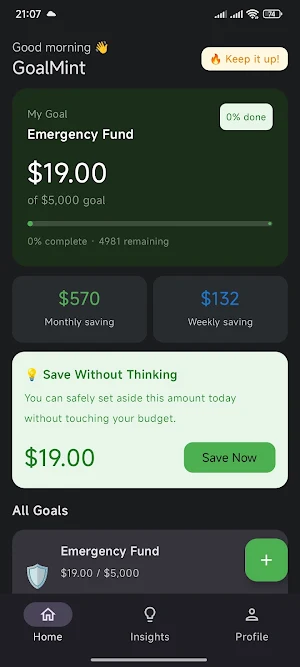 GoalMint: Savings Goal Tracker Screenshot 0