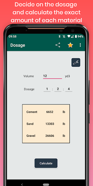 Concrete calculator in feet & meters - work budget Screenshot 3