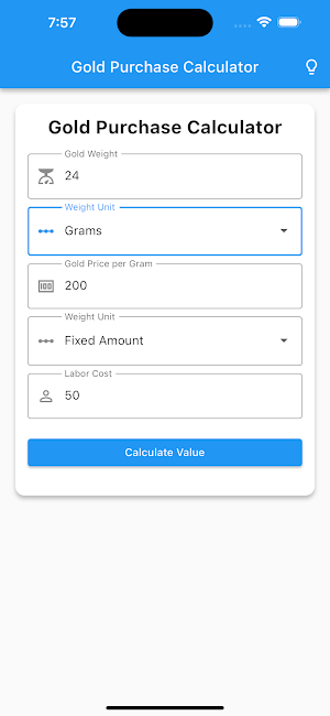Gold Purchase Calculator Screenshot 1