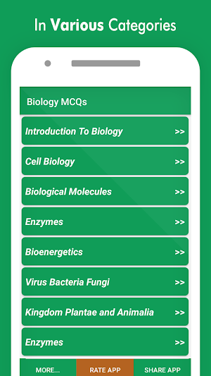 Biology MCQs with Answers and Explanations Screenshot 1