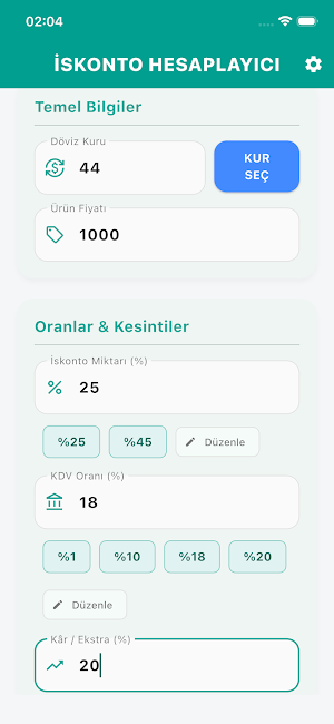 İskonto İndirim Hesaplayıcı Screenshot 1