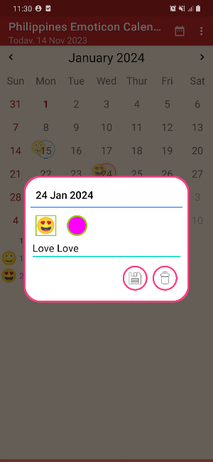 Philippines Emoticon Calendar Screenshot 1