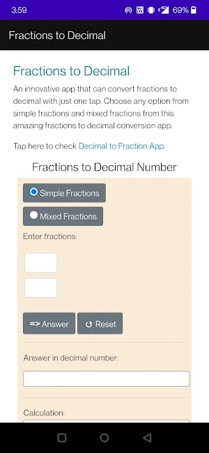 Fraction to Decimal Screenshot 0