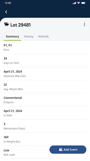 SenseHub™ Feedlot Screenshot 2