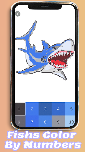 Sharks Color By Numbers -Hungry Pixel Art Coloring Screenshot 3