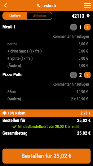 PIZZA TO GO Wuppertal Screenshot 1
