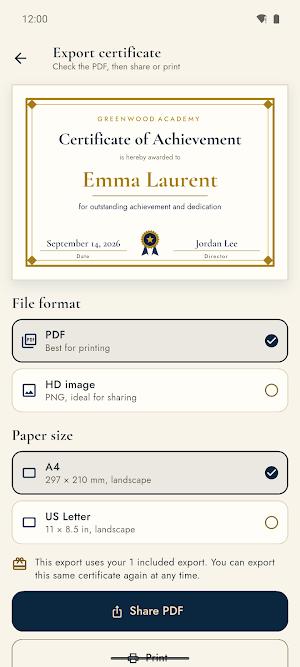 Certificate Maker: Award PDF Screenshot 2