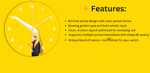Anime Girl Yellow Wear OS Screenshot 2