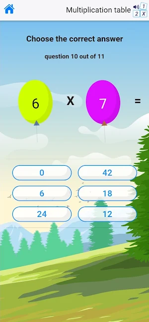 multiplication table balloons Screenshot 1