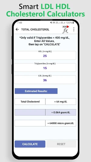 LDL HDL Cholesterol Calculator Screenshot 1