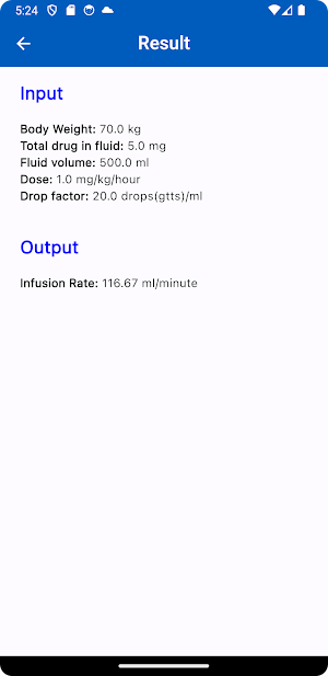 Infusion Calculator Screenshot 1