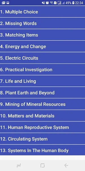 Grade 9 Natural Sciences Mobile Application Screenshot 1