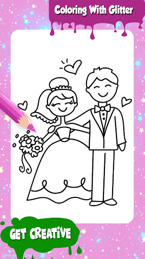 Wedding Glitter Coloring Pages & FireWorks Screenshot 1